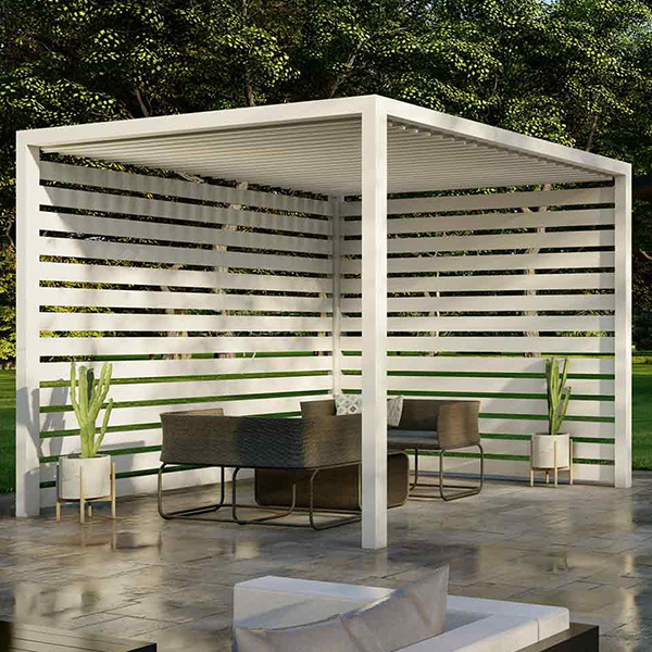 Manual louvered roof cabana with optional privacy walls - Azenco