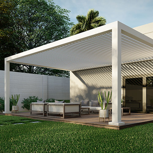 R-BREEZE fixed louvered roof pergola for residential outdoor projects - Azenco Outdoor